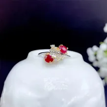 925 Silver Dual-Tone Gold Ring Setting for 4x5mm Oval Red/Blue/Emerald Gems