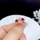 925 Silver Dual-Tone Gold Ring Setting for 4x5mm Oval Red/Blue/Emerald Gems