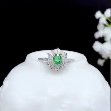 925 Silver Dual-Tone Ring Setting with T-Bagette Zircons for 4x5mm Emerald