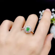 925 Silver Dual-Tone Ring Setting with T-Bagette Zircons for 4x5mm Emerald