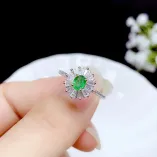 925 Silver Dual-Tone Ring Setting with T-Bagette Zircons for 4x5mm Emerald