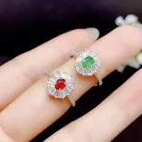 925 Silver Dual-Tone Ring Setting with T-Bagette Zircons for 4x5mm Emerald