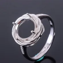 925 Silver Gold Plated 4 Prong Ring Setting For 10x10mm Oval Diamond