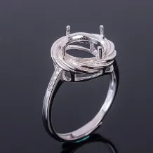 925 Silver Gold Plated 4 Prong Ring Setting For 10x10mm Oval Diamond