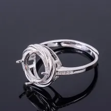 925 Silver Gold Plated 4 Prong Ring Setting For 10x10mm Oval Diamond