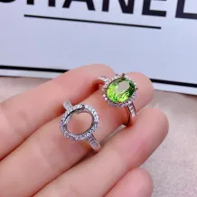 925 Silver Gold-Plated 4-Prong Ring Setting for Oval Stones (4x6mm to 8x10mm, Unset)