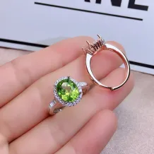 925 Silver Gold-Plated 4-Prong Ring Setting for Oval Stones (4x6mm to 8x10mm, Unset)