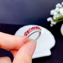 925 Silver Gold Plated Eternity Band Setting For 7-Stone 3x4mm Oval Colored Gemstones