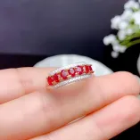 925 Silver Gold Plated Eternity Band Setting For 7-Stone 3x4mm Oval Colored Gemstones
