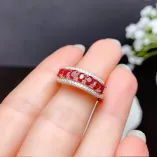 925 Silver Gold Plated Eternity Band Setting For 7-Stone 3x4mm Oval Colored Gemstones