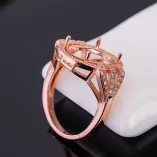925 Silver Gold Plated Halo Ring Setting For Oval 10x14mm Gemstones