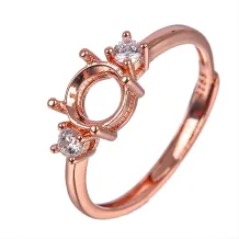 925 Silver Gold Plated Halo Ring Setting Round 5/6/7/8mm Gemstone