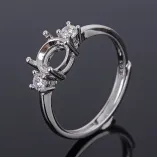 925 Silver Gold Plated Halo Ring Setting Round 5/6/7/8mm Gemstone