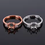925 Silver Gold Plated Halo Ring Setting Round 5/6/7/8mm Gemstone