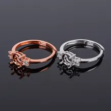 925 Silver Gold Plated Halo Ring Setting Round 5/6/7/8mm Gemstone