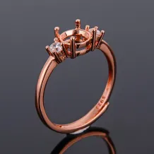 925 Silver Gold Plated Halo Ring Setting Round 5/6/7/8mm Gemstone