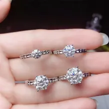 925 Silver Gold-Plated Moissanite Ring Settings For 5/6.5/8/9mm Round Unset