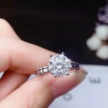 925 Silver Gold-Plated Moissanite Ring Settings For 5/6.5/8/9mm Round Unset