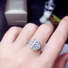 925 Silver Gold-Plated Moissanite Ring Settings For 5/6.5/8/9mm Round Unset