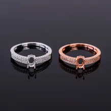 925 Silver Gold Plated Ring Holder For Oval 4x6mm Gemstone