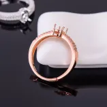 925 Silver Gold Plated Ring Holder For Oval 4x6mm Gemstone