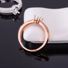 925 Silver Gold Plated Ring Holder For Oval 4x6mm Gemstone