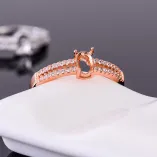 925 Silver Gold Plated Ring Holder For Oval 4x6mm Gemstone