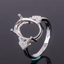 925 Silver Gold Plated Ring Setting For Oval 10x14mm Gemstones