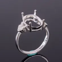 925 Silver Gold Plated Ring Setting For Oval 10x14mm Gemstones