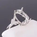 925 Silver Gold Plated Ring Setting For Oval 10x14mm Gemstones