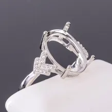 925 Silver Gold Plated Ring Setting For Oval 10x14mm Gemstones