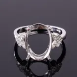 925 Silver Gold Plated Ring Setting For Oval 10x14mm Gemstones