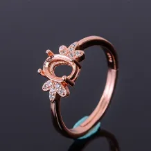 925 Silver Gold Plated Ring Setting For Oval 5x7 6x8 7x9mm Gemstones