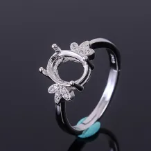 925 Silver Gold Plated Ring Setting For Oval 5x7 6x8 7x9mm Gemstones