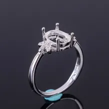 925 Silver Gold Plated Ring Setting For Oval 5x7 6x8 7x9mm Gemstones