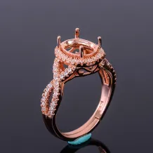 925 Silver Gold Plated Ring Setting For Oval 7x9mm Gemstone