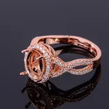 925 Silver Gold Plated Ring Setting For Oval 7x9mm Gemstone