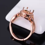 925 Silver Gold Plated Ring Setting For Oval 7x9mm Gemstone