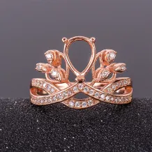 925 Silver Gold Plated Ring Setting For Oval Water Drop 6x8 5x7mm Gemstone