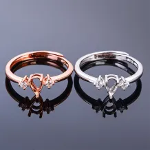 925 Silver Gold Plated Ring Setting - Minimalist Drop Shape 4*6mm