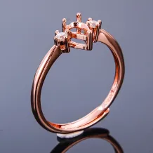 925 Silver Gold Plated Ring Setting - Minimalist Drop Shape 4*6mm