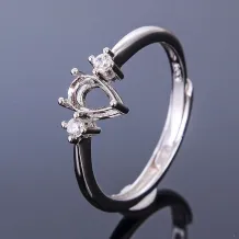 925 Silver Gold Plated Ring Setting - Minimalist Drop Shape 4*6mm