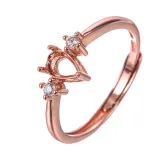 925 Silver Gold Plated Ring Setting - Minimalist Drop Shape 4*6mm