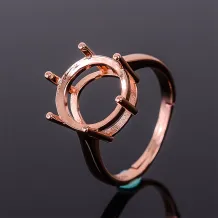 925 Silver Gold Plated Ring Setting Round 3/4/5/6/7/8/9/10/11/12/13/14/15mm Gemstone