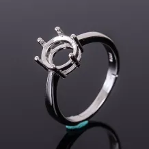 925 Silver Gold Plated Ring Setting Round 3/4/5/6/7/8/9/10/11/12/13/14/15mm Gemstone