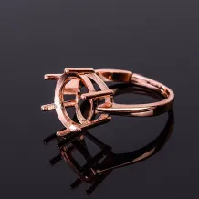 925 Silver Gold Plated Ring Setting Round 3/4/5/6/7/8/9/10/11/12/13/14/15mm Gemstone