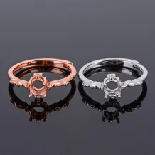 925 Silver Gold Plated Round 5x5mm Gemstones Ring Setting