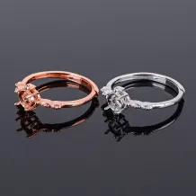 925 Silver Gold Plated Round 5x5mm Gemstones Ring Setting