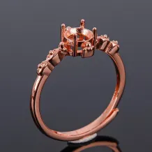 925 Silver Gold Plated Round 5x5mm Gemstones Ring Setting