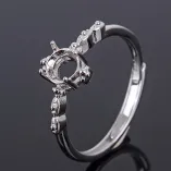 925 Silver Gold Plated Round 5x5mm Gemstones Ring Setting
